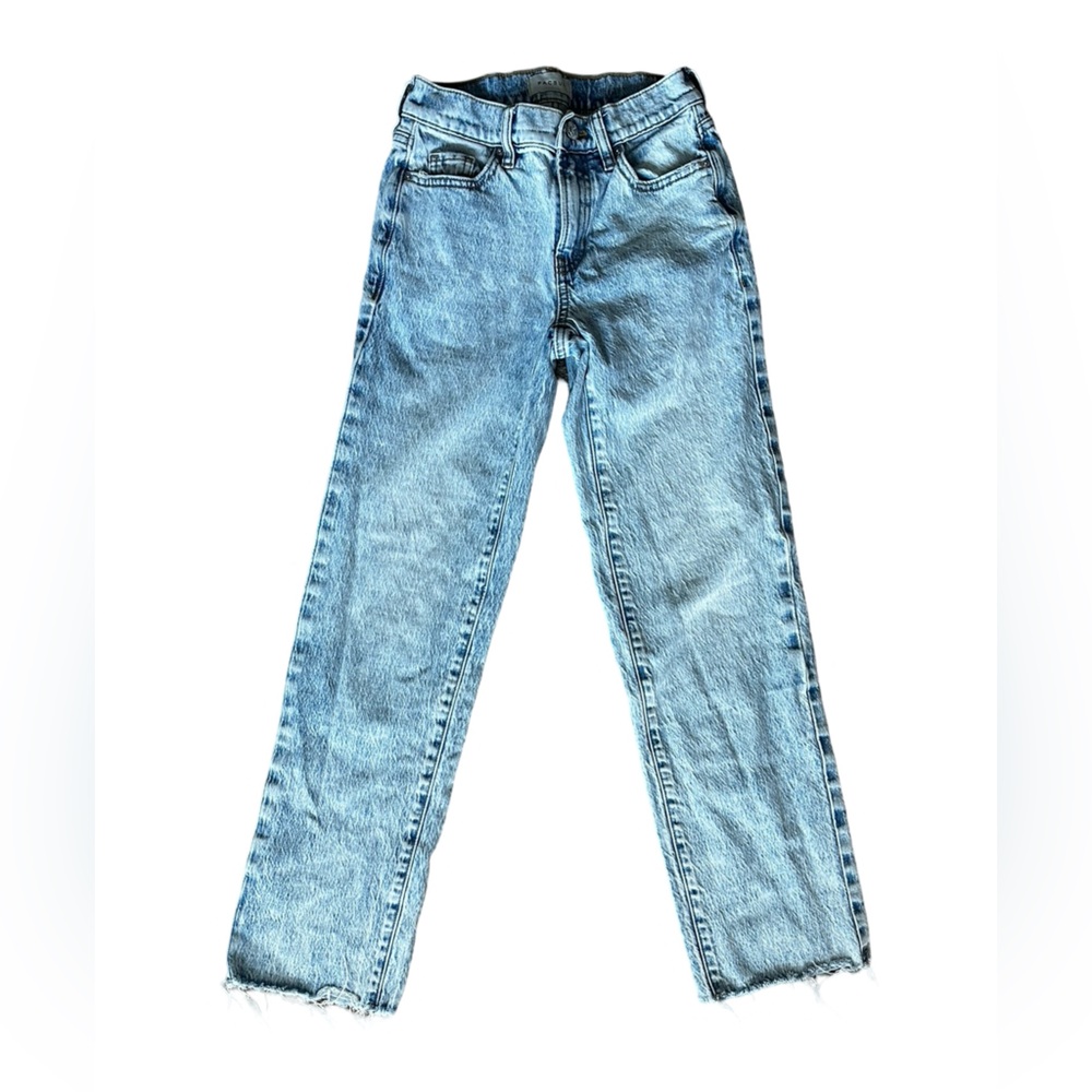 Pacific Sunwear STRETCH 90’s STRAIGHT Blue Light-Wash Raw Hem Women Size 22.